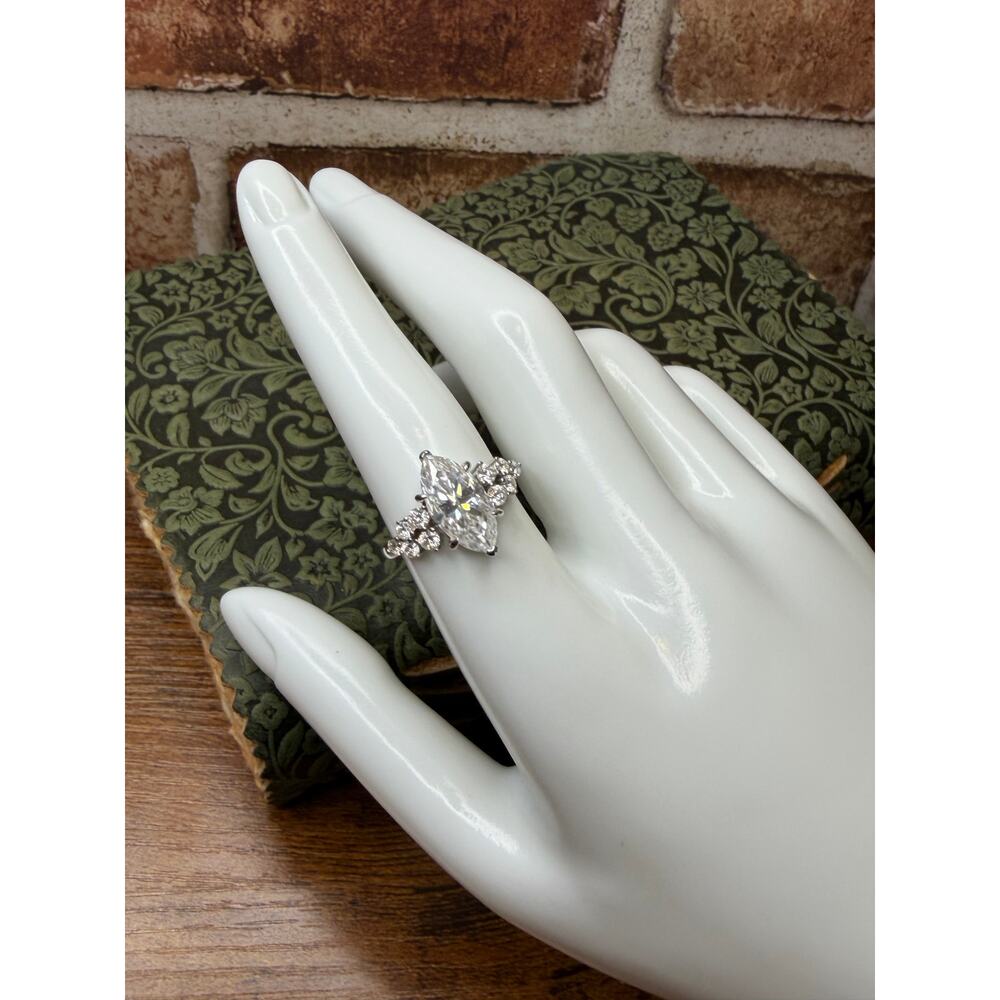 5 CTW Marquis Cut Moissanite Ring 925 Sterling Silver Size 8